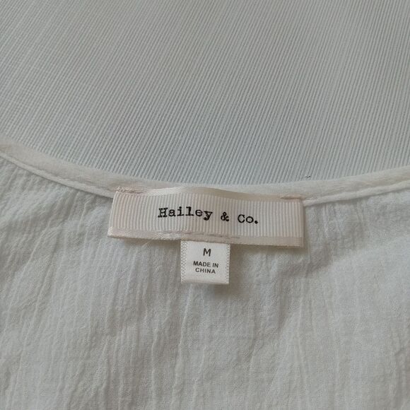 Hailey & Co. White Embroidered Bohohemian Fringe Tassel Blouse Women's Medium - Picture 3 of 12